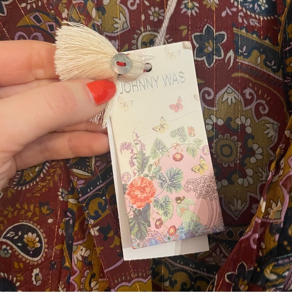 Jade by Johnny Was epsilon georgette paisley blouse with ruffled sleeves BNWT L - Picture 5 of 11